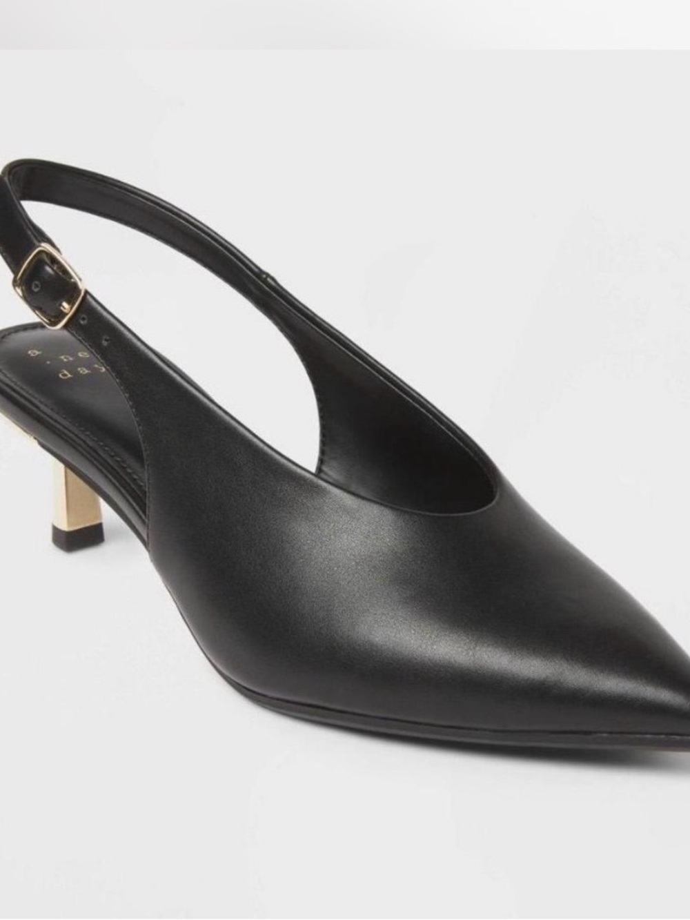 a new day Black Pointed Slingback Pumps with Gold Kitten Heel - Picture 2 of 4